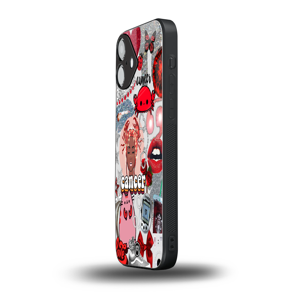 cancer aesthetic collage back phone cover | glass case for iphone 16 plus