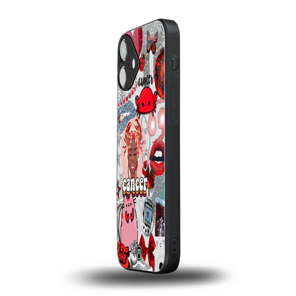 cancer aesthetic collage back phone cover | glass case for iphone 16 plus