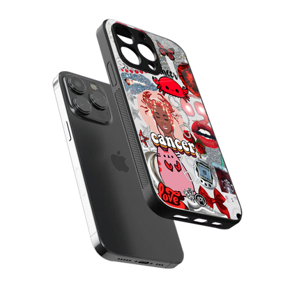 cancer aesthetic collage back phone cover | glass case for iphone 16 pro max