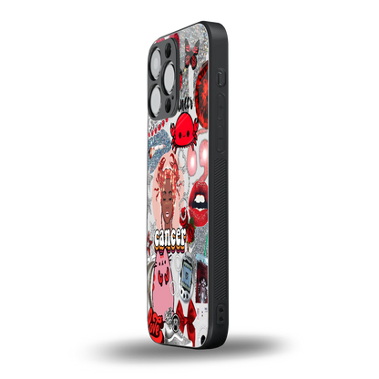 cancer aesthetic collage back phone cover | glass case for iphone 16 pro max