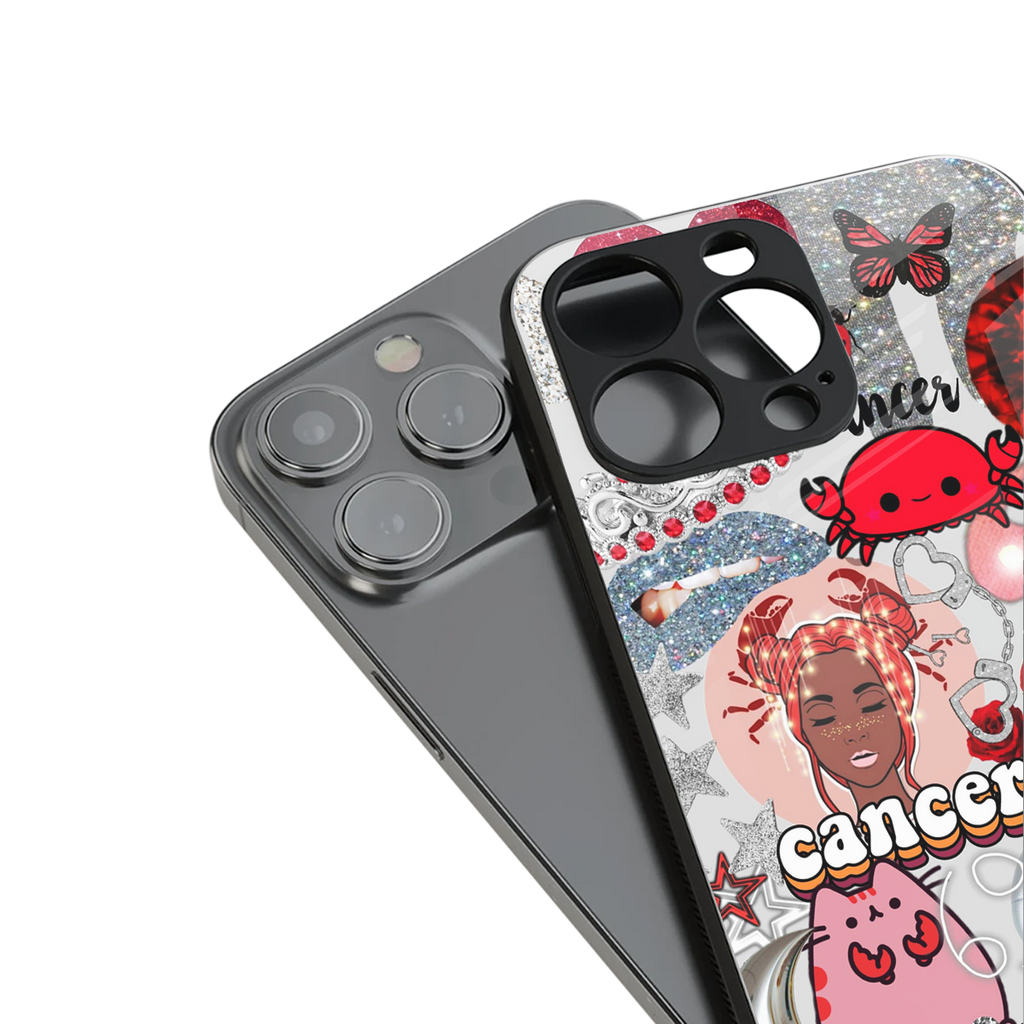 cancer aesthetic collage back phone cover | glass case for iphone 13 mini