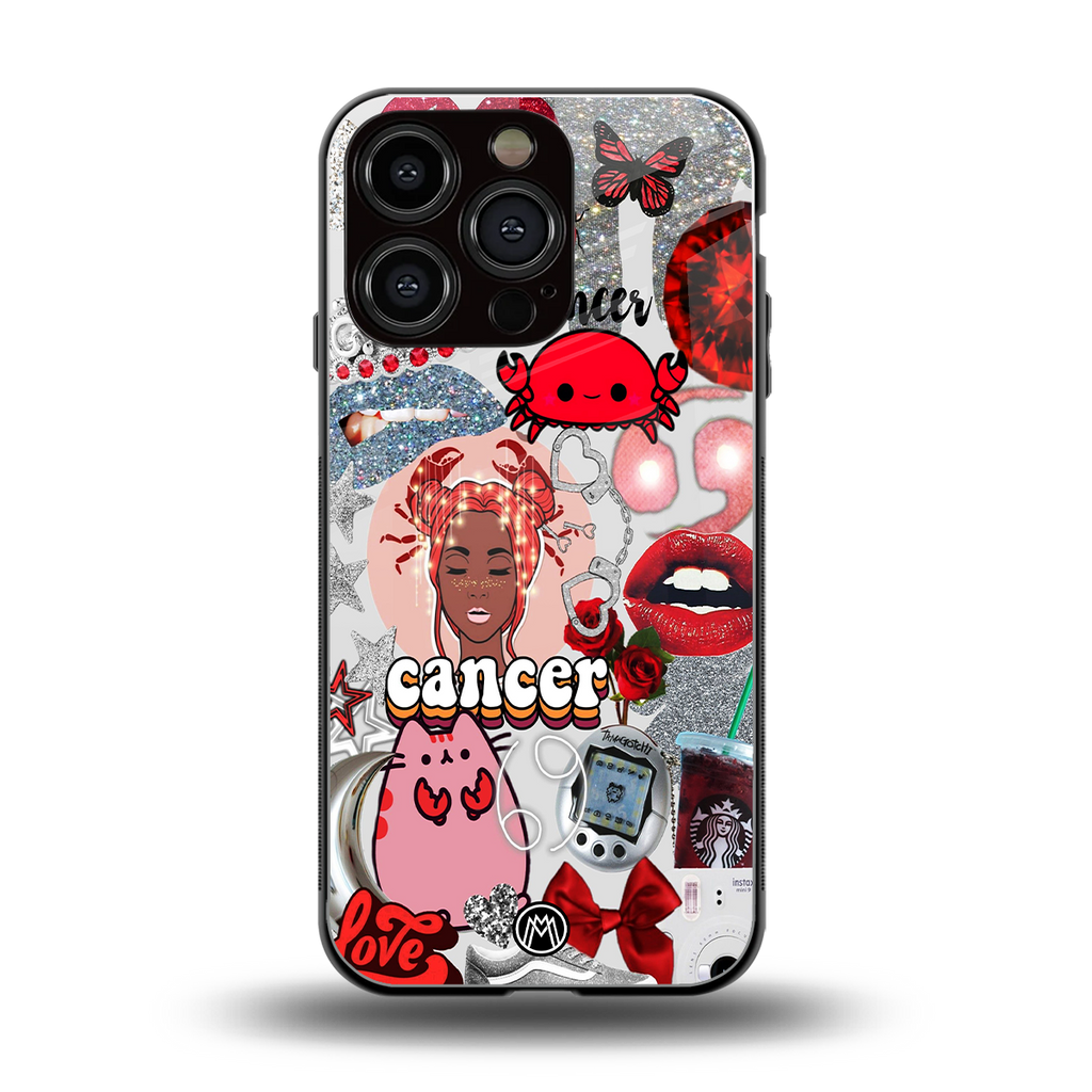 cancer aesthetic collage back phone cover | glass case for iphone 16 pro