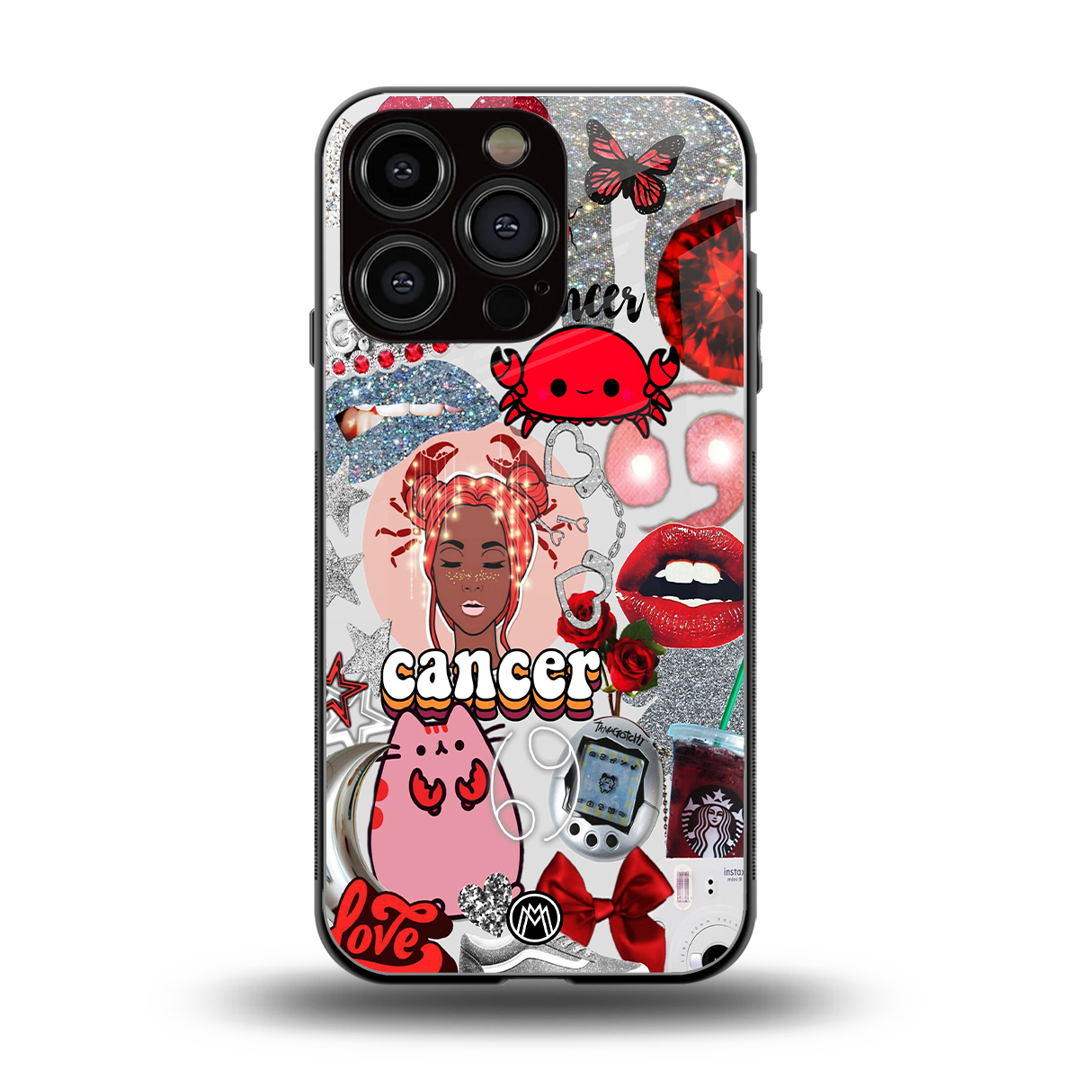 cancer aesthetic collage back phone cover | glass case for iphone 16 pro
