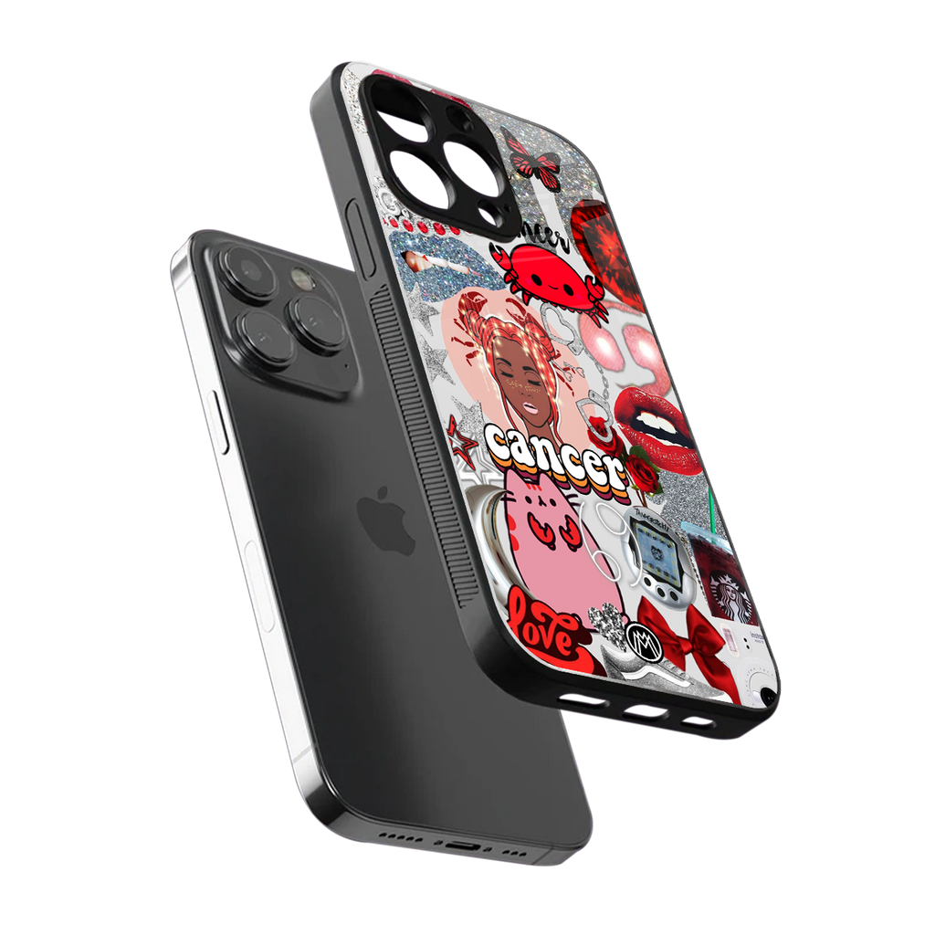 cancer aesthetic collage back phone cover | glass case for iphone 16 pro