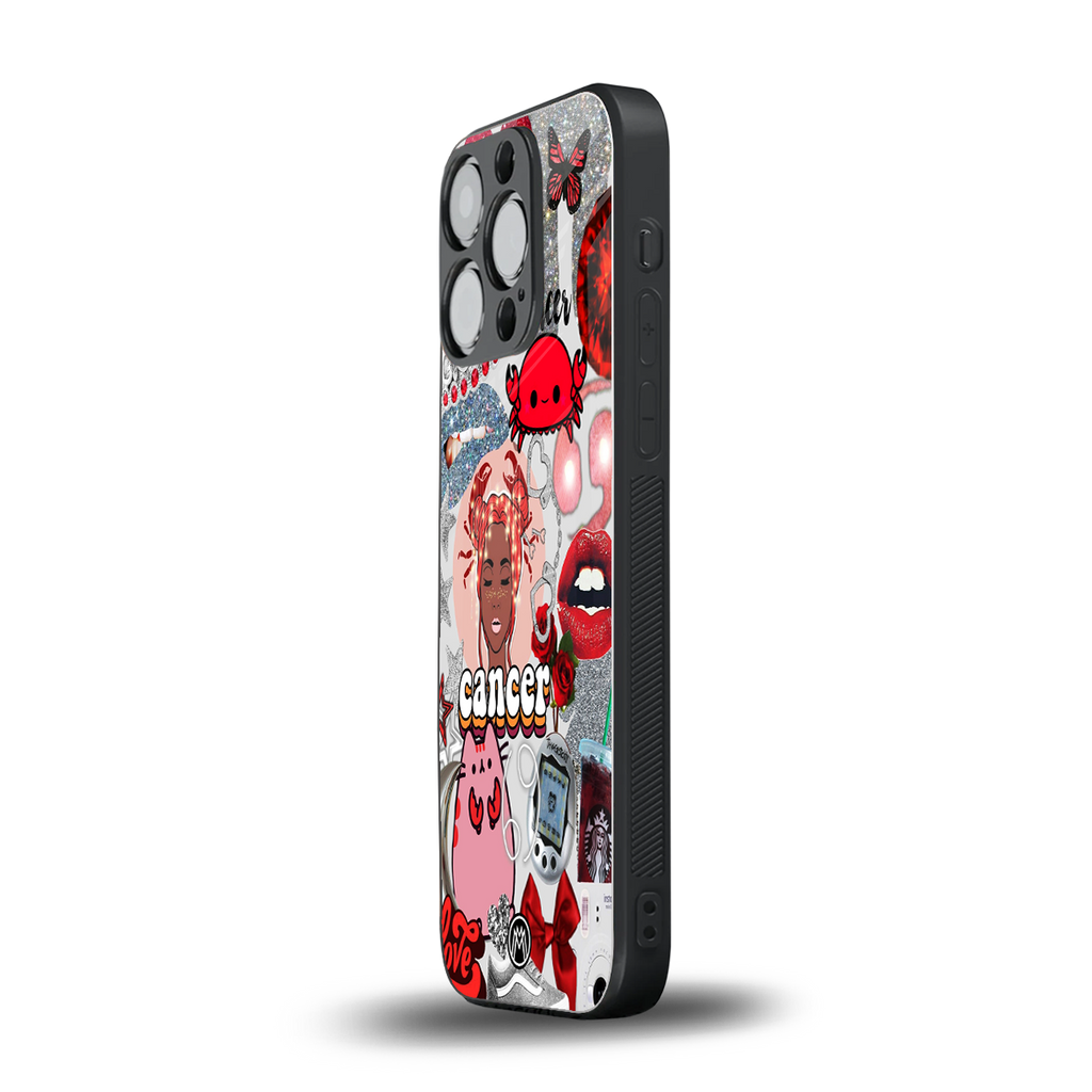 cancer aesthetic collage back phone cover | glass case for iphone 16 pro