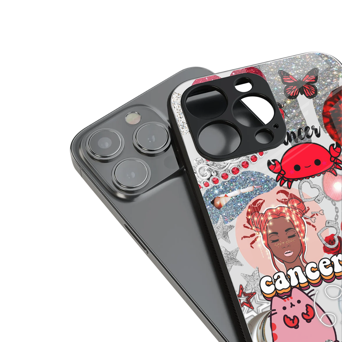 cancer aesthetic collage back phone cover | glass case for iphone 16 pro max