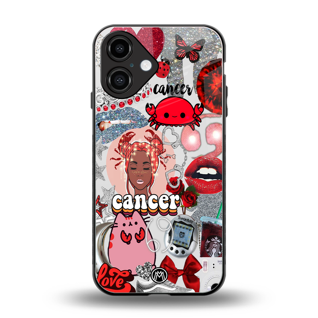 cancer aesthetic collage back phone cover | glass case for iphone 16