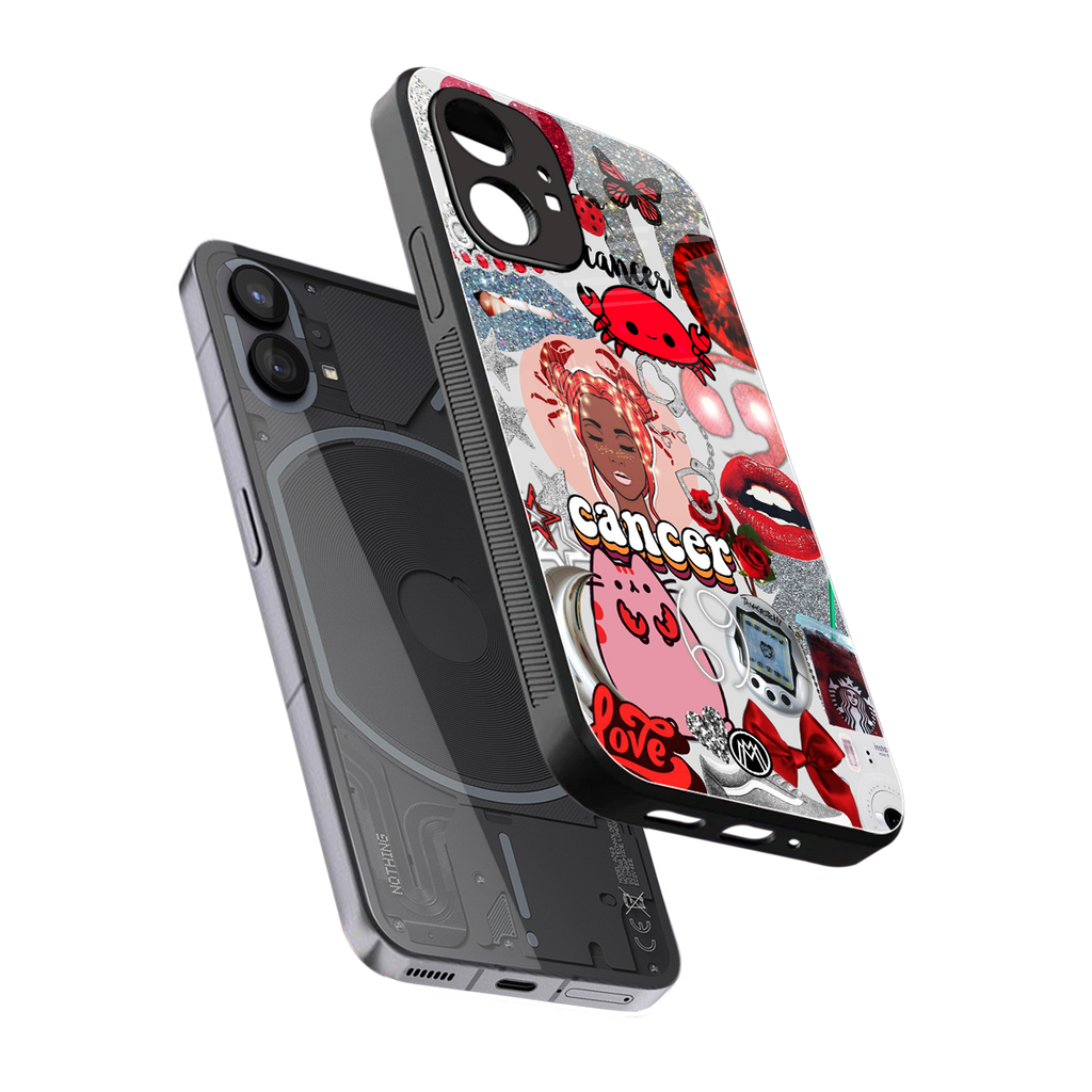 cancer aesthetic collage back phone cover | glass case for nothing phone 1