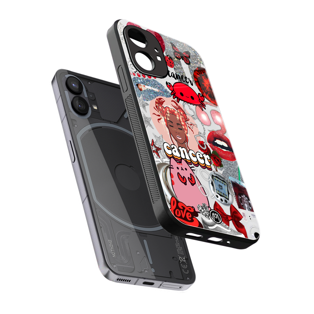 cancer aesthetic collage back phone cover | glass case for nothing phone 1