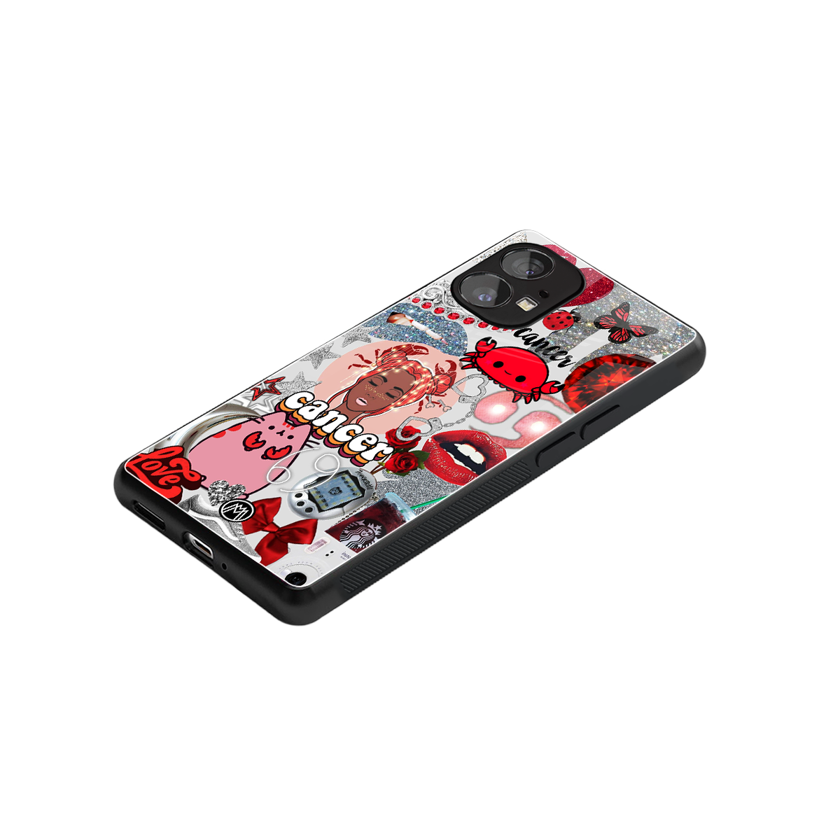 cancer aesthetic collage back phone cover | glass case for nothing phone 1