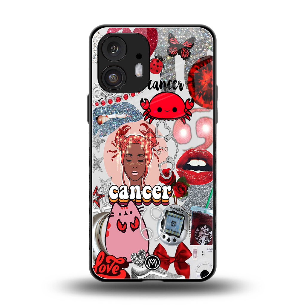 cancer aesthetic collage back phone cover | glass case for nothing phone 2