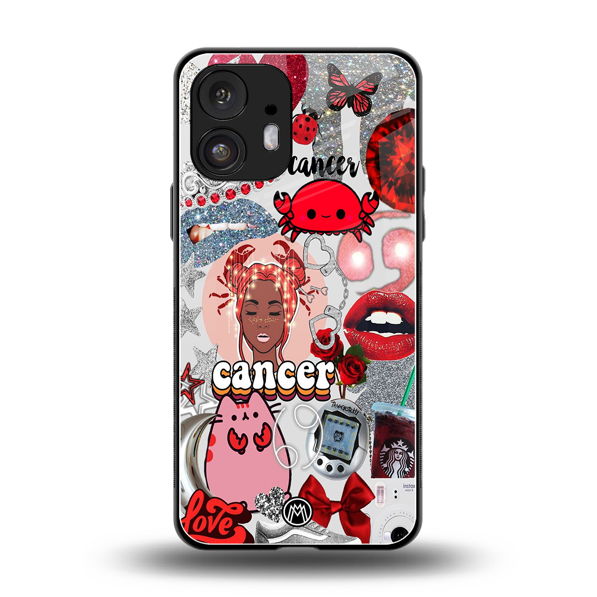 cancer aesthetic collage back phone cover | glass case for nothing phone 2
