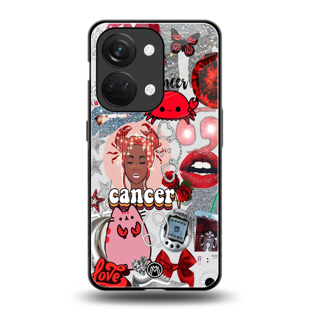 cancer aesthetic collage back phone cover | glass case for oneplus nord 3