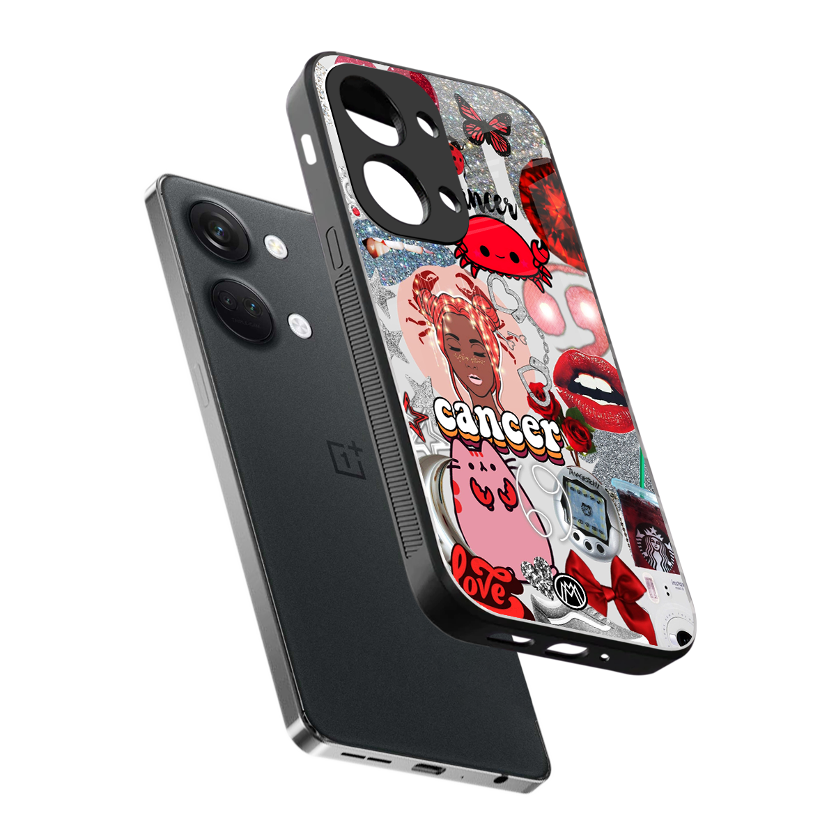 cancer aesthetic collage back phone cover | glass case for oneplus nord 3