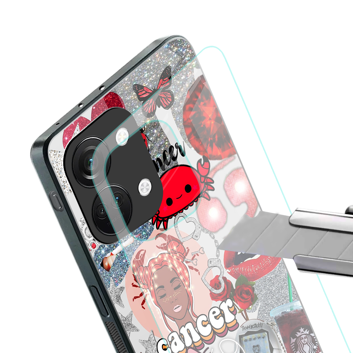 cancer aesthetic collage back phone cover | glass case for oneplus nord 3