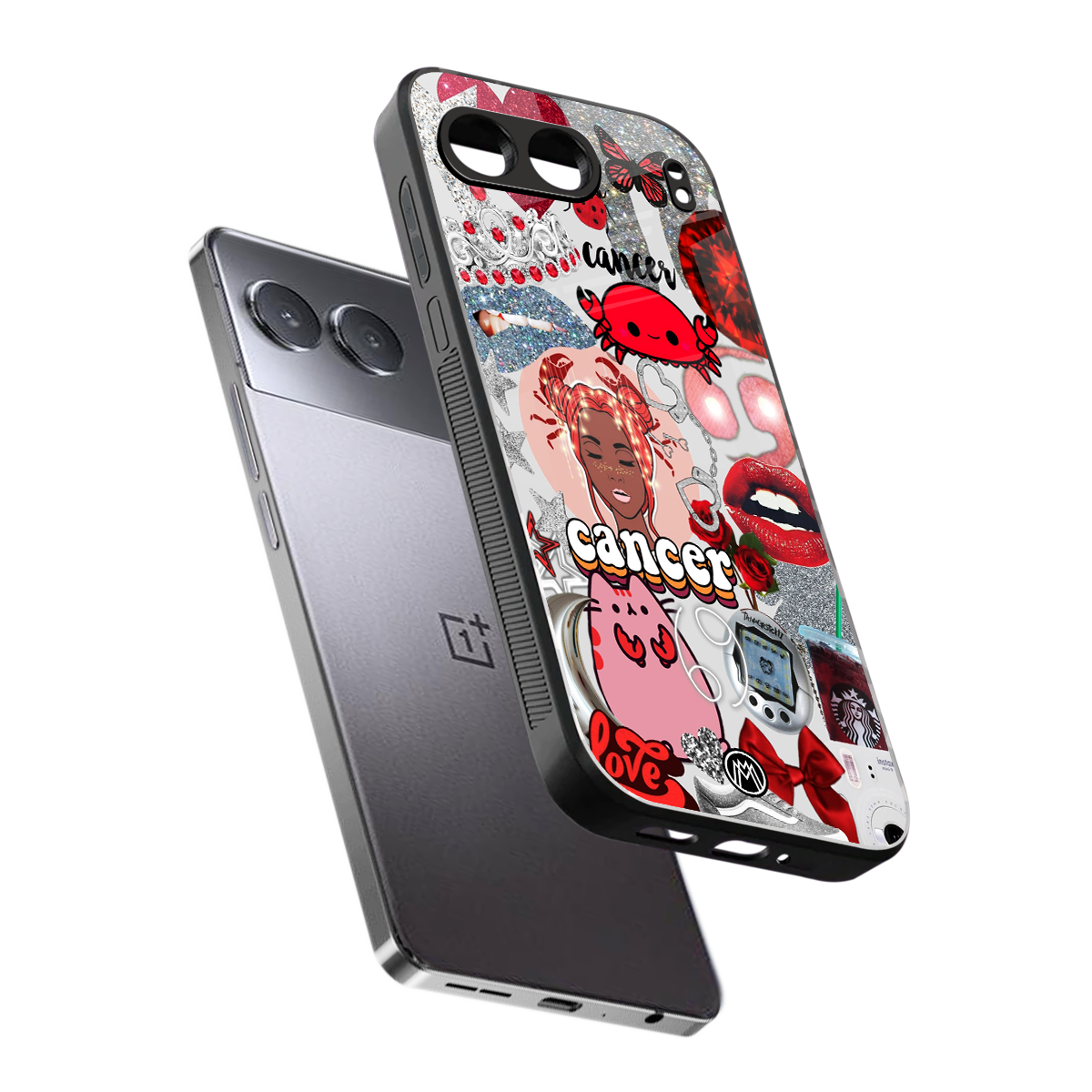 cancer aesthetic collage back phone cover | glass case for oneplus nord 4