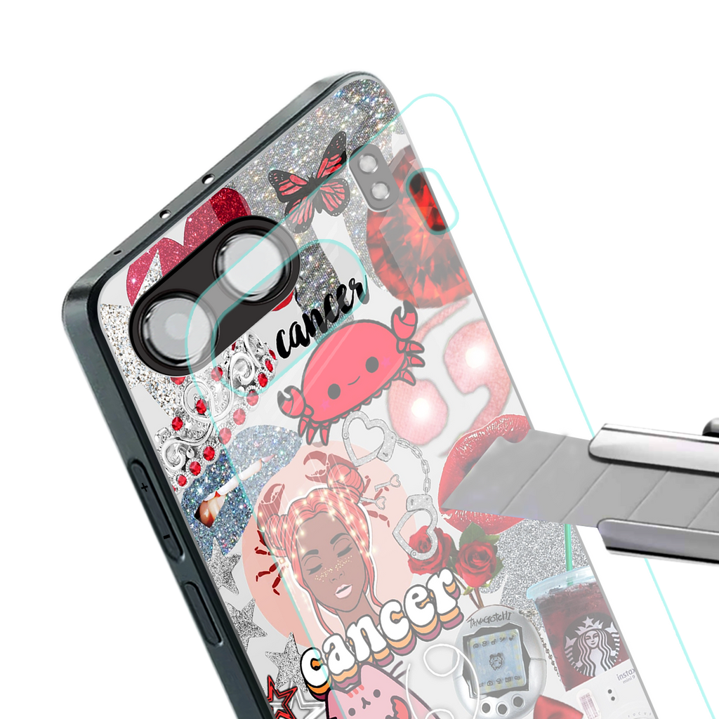 cancer aesthetic collage back phone cover | glass case for oneplus nord 4