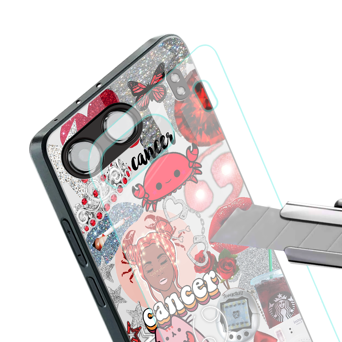 cancer aesthetic collage back phone cover | glass case for oneplus nord 4