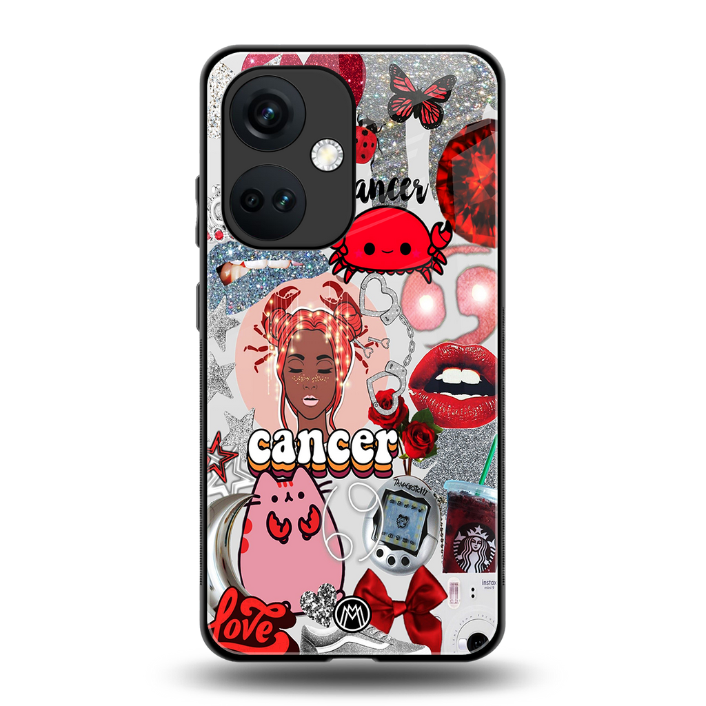 cancer aesthetic collage back phone cover | glass case for oneplus nord ce 3