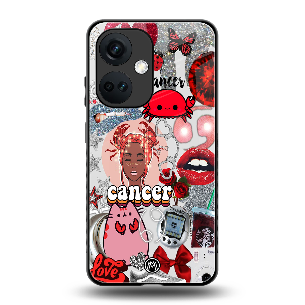 cancer aesthetic collage back phone cover | glass case for oneplus nord ce 3