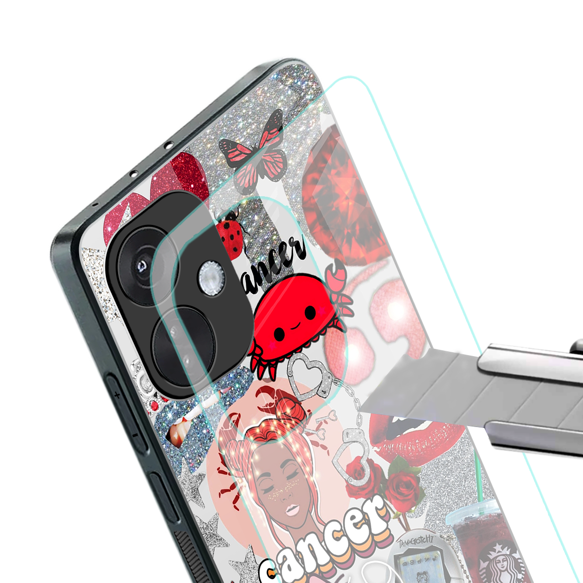 cancer aesthetic collage back phone cover | glass case for oneplus nord ce 3