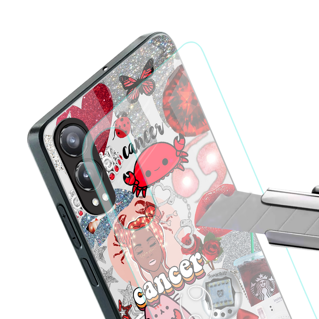 cancer aesthetic collage back phone cover | glass case for oneplus nord ce 4 lite