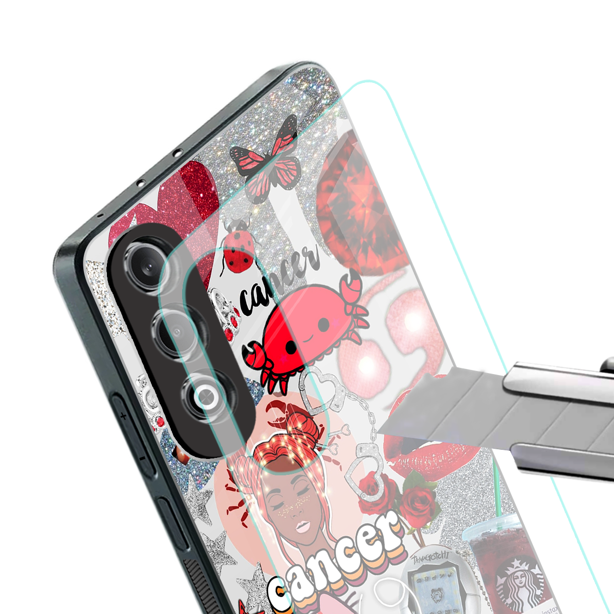 cancer aesthetic collage back phone cover | glass case for oneplus nord ce 4