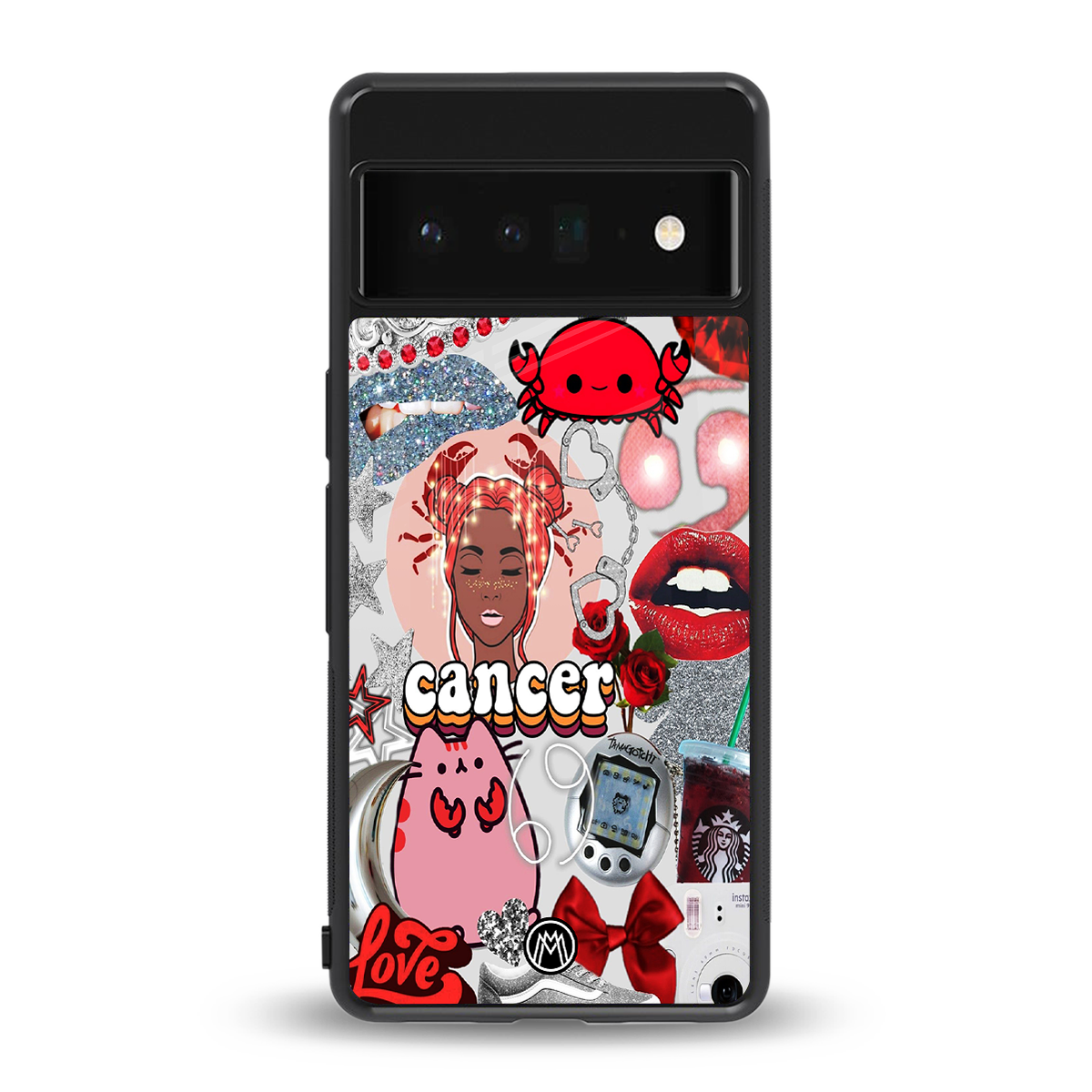 cancer aesthetic collage back phone cover | glass case for google pixel 6 pro