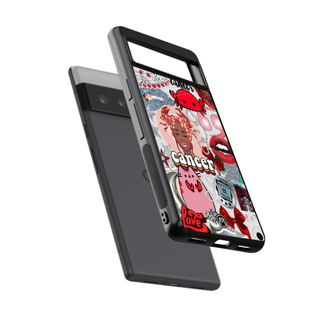 cancer aesthetic collage back phone cover | glass case for google pixel 6 pro