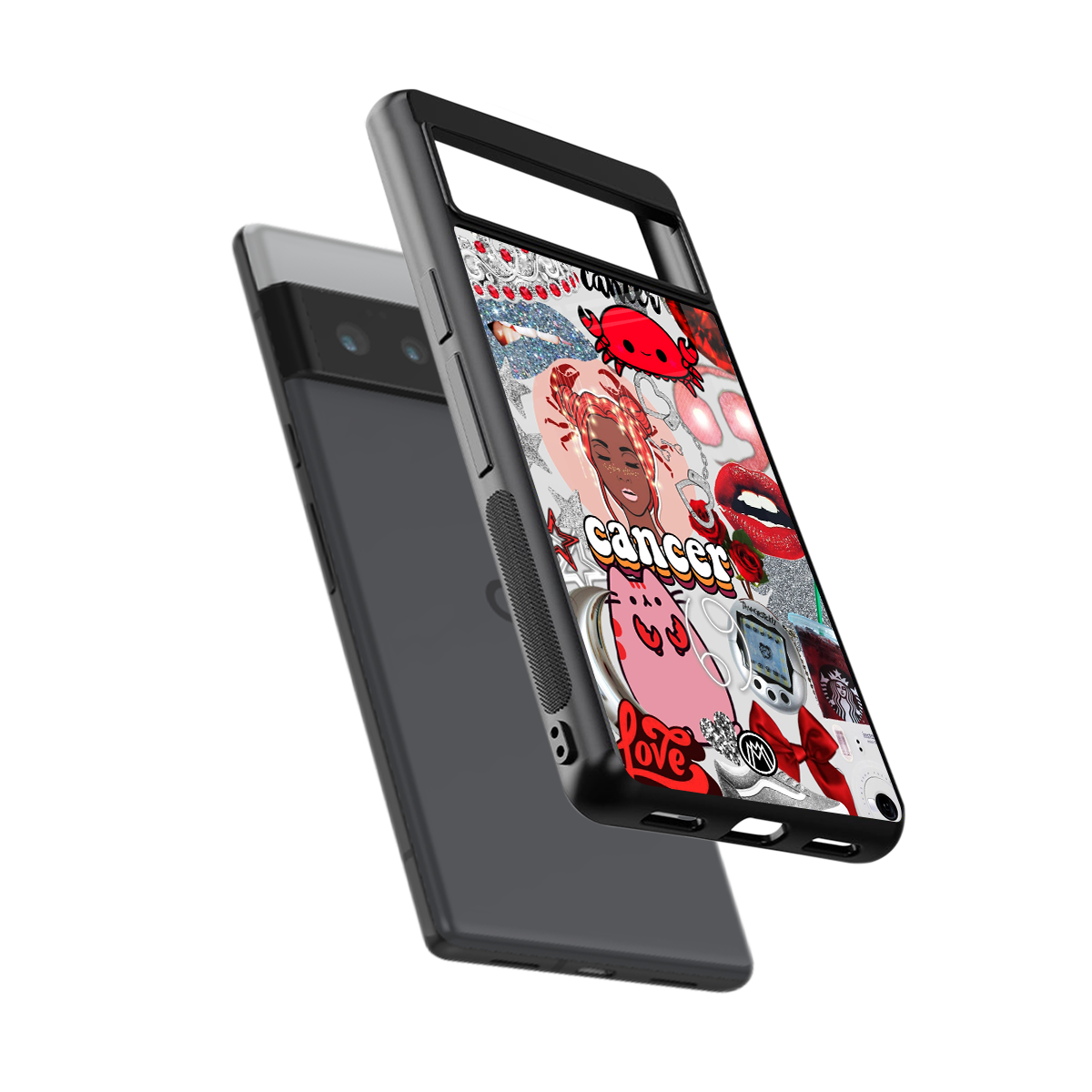 cancer aesthetic collage back phone cover | glass case for google pixel 6 pro