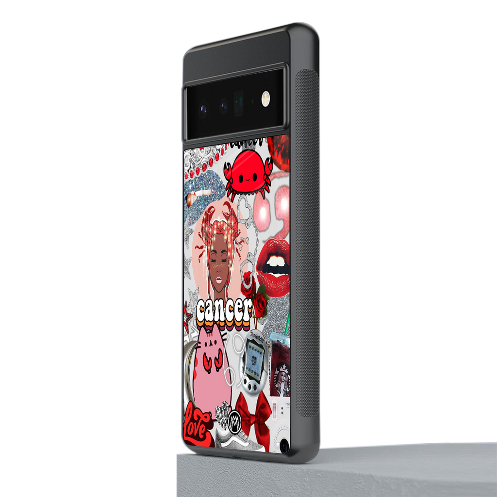 cancer aesthetic collage back phone cover | glass case for google pixel 6 pro