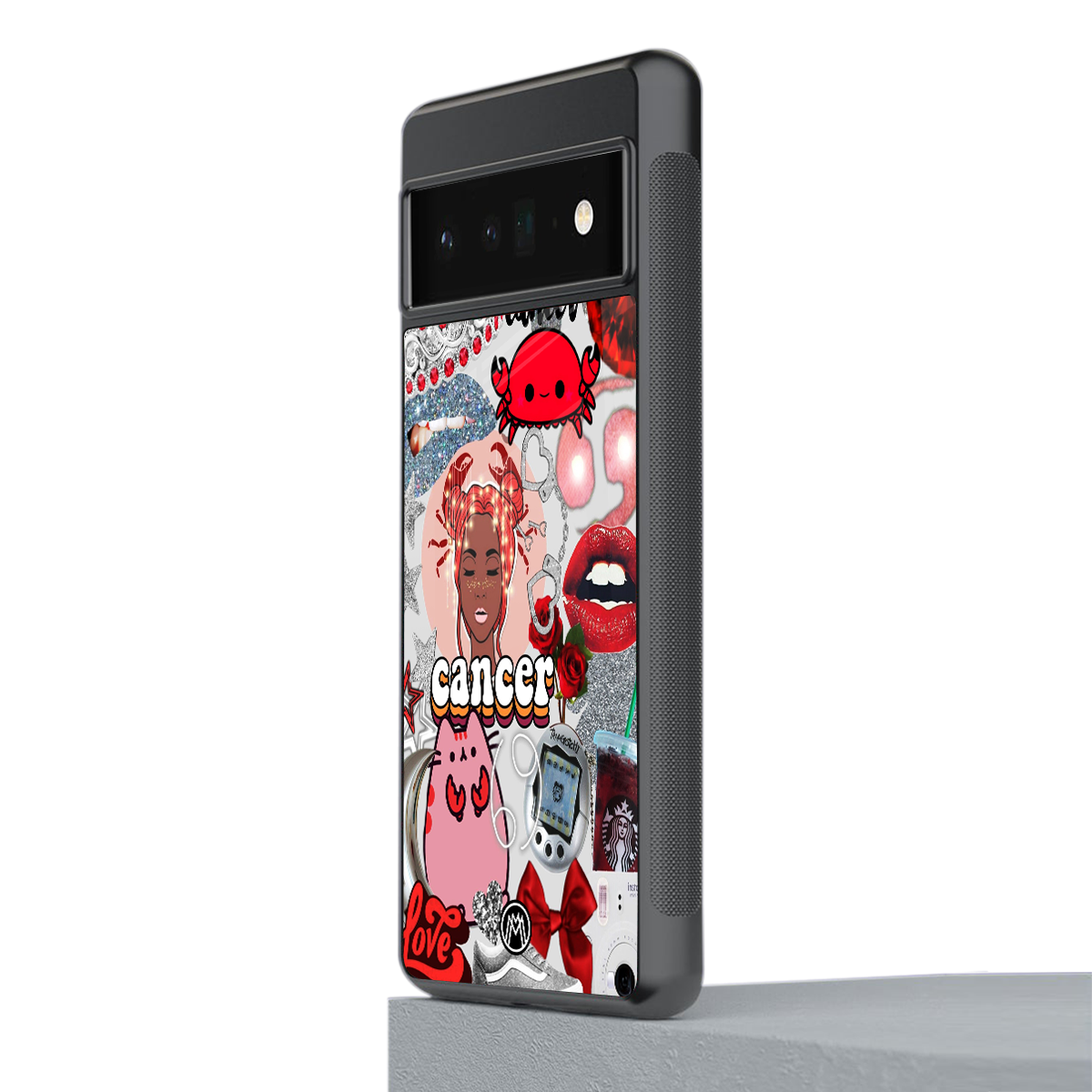 cancer aesthetic collage back phone cover | glass case for google pixel 6 pro