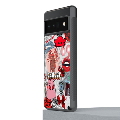 cancer aesthetic collage back phone cover | glass case for google pixel 6 pro