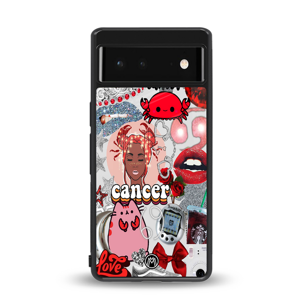 cancer aesthetic collage back phone cover | glass case for google pixel 6