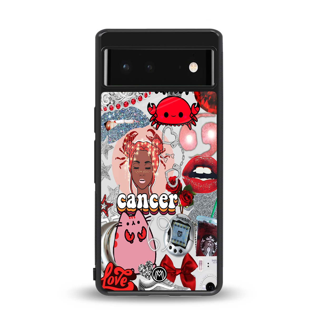 cancer aesthetic collage back phone cover | glass case for google pixel 6