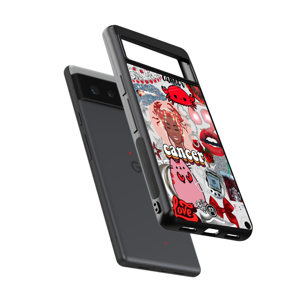 cancer aesthetic collage back phone cover | glass case for google pixel 6