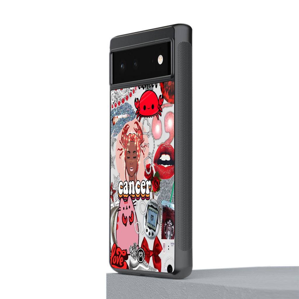 cancer aesthetic collage back phone cover | glass case for Google Pixel 6A