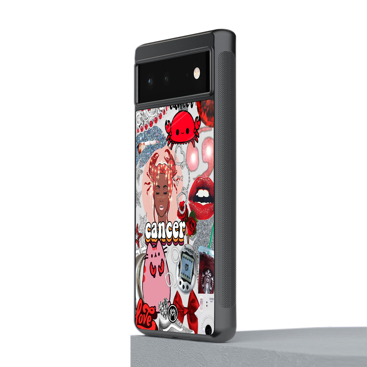 cancer aesthetic collage back phone cover | glass case for Google Pixel 6A