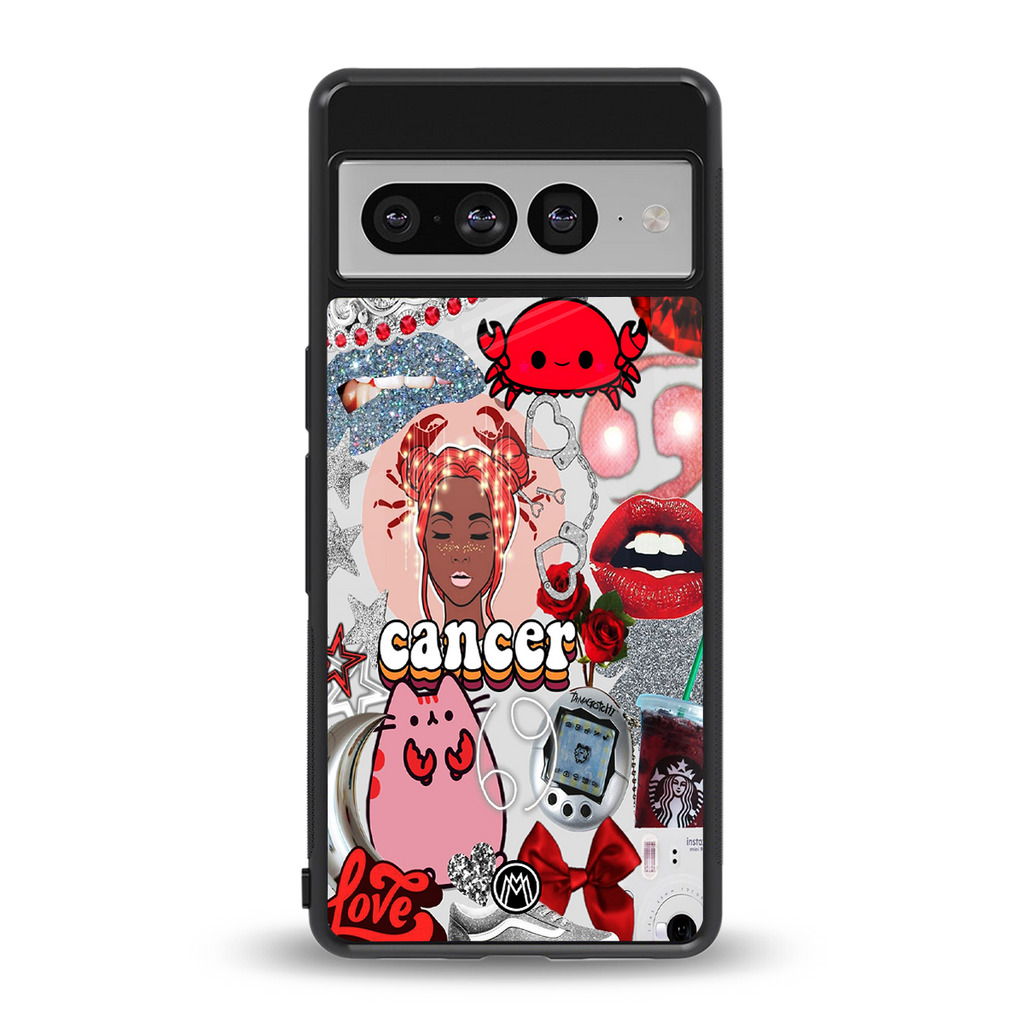 cancer aesthetic collage back phone cover | glass case for google pixel 7 pro