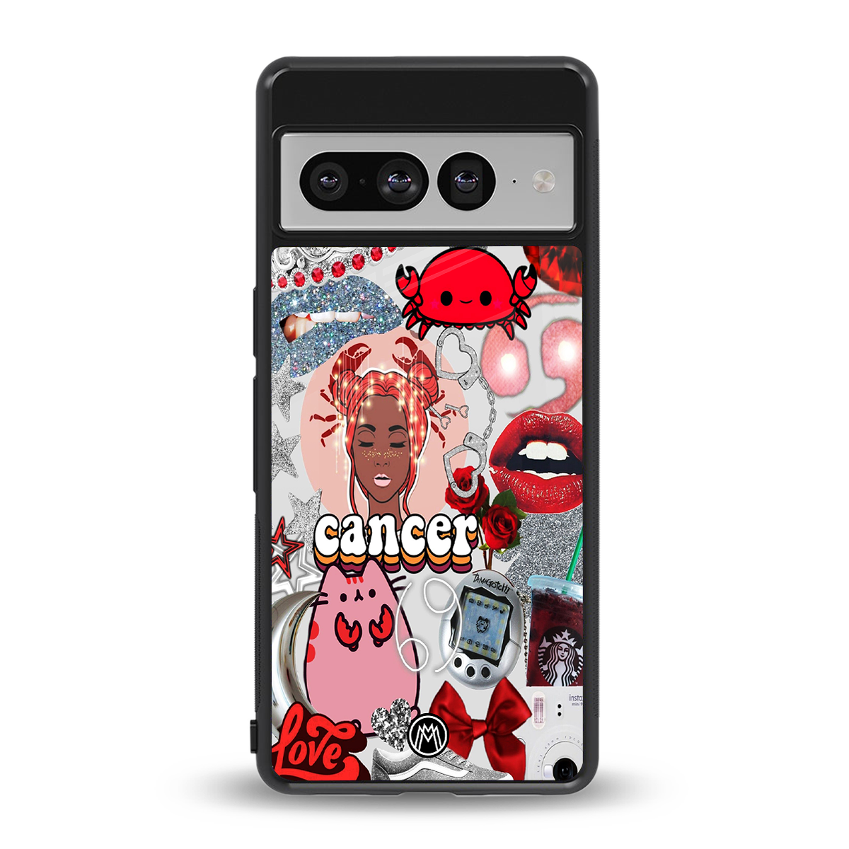 cancer aesthetic collage back phone cover | glass case for google pixel 7 pro