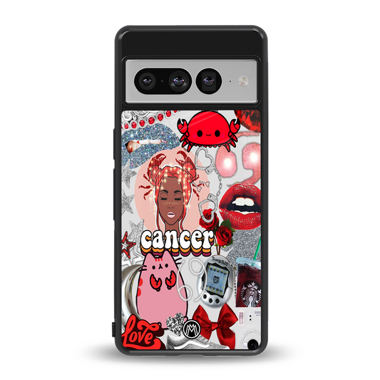 cancer aesthetic collage back phone cover | glass case for google pixel 7 pro