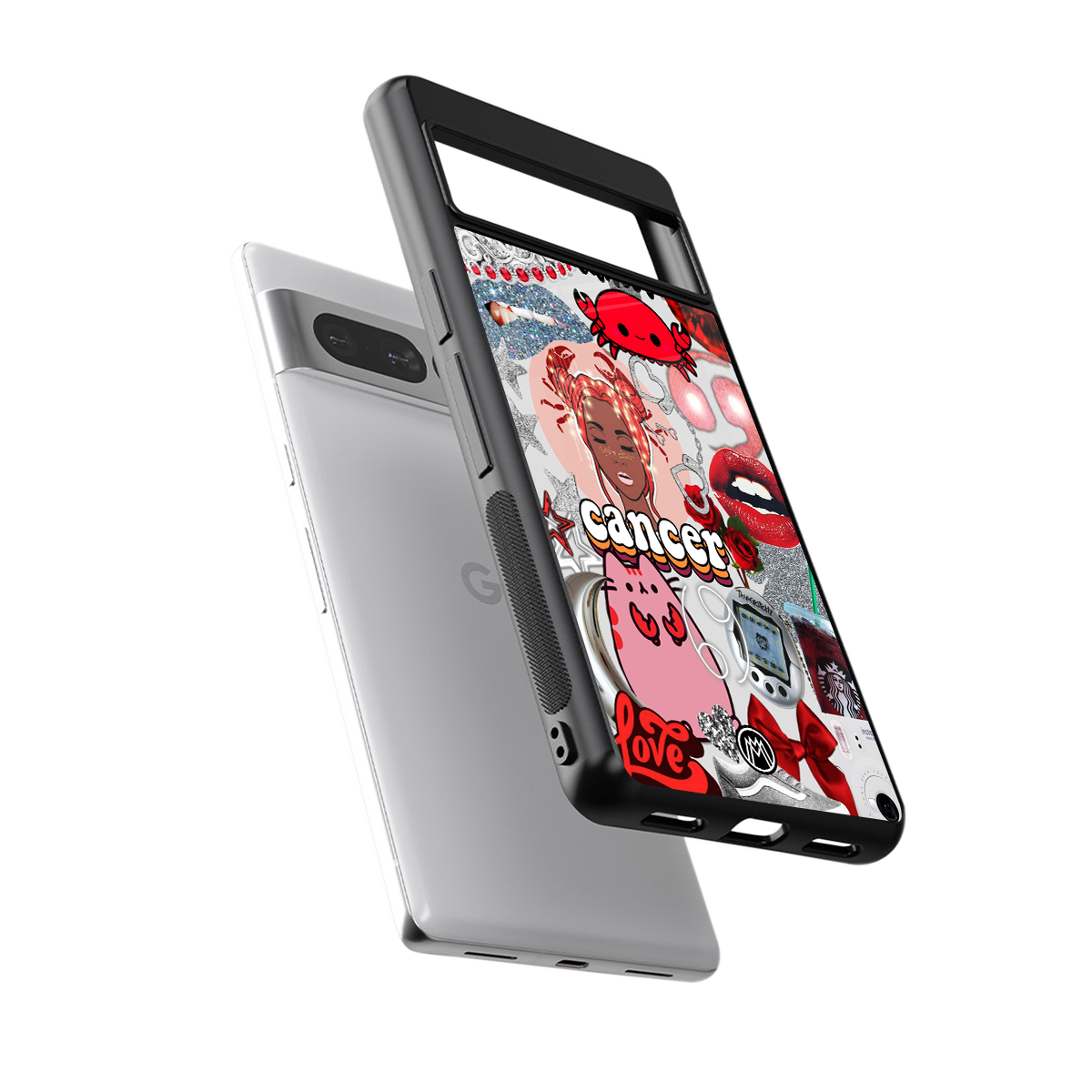 cancer aesthetic collage back phone cover | glass case for google pixel 7 pro