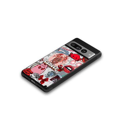 cancer aesthetic collage back phone cover | glass case for google pixel 7 pro