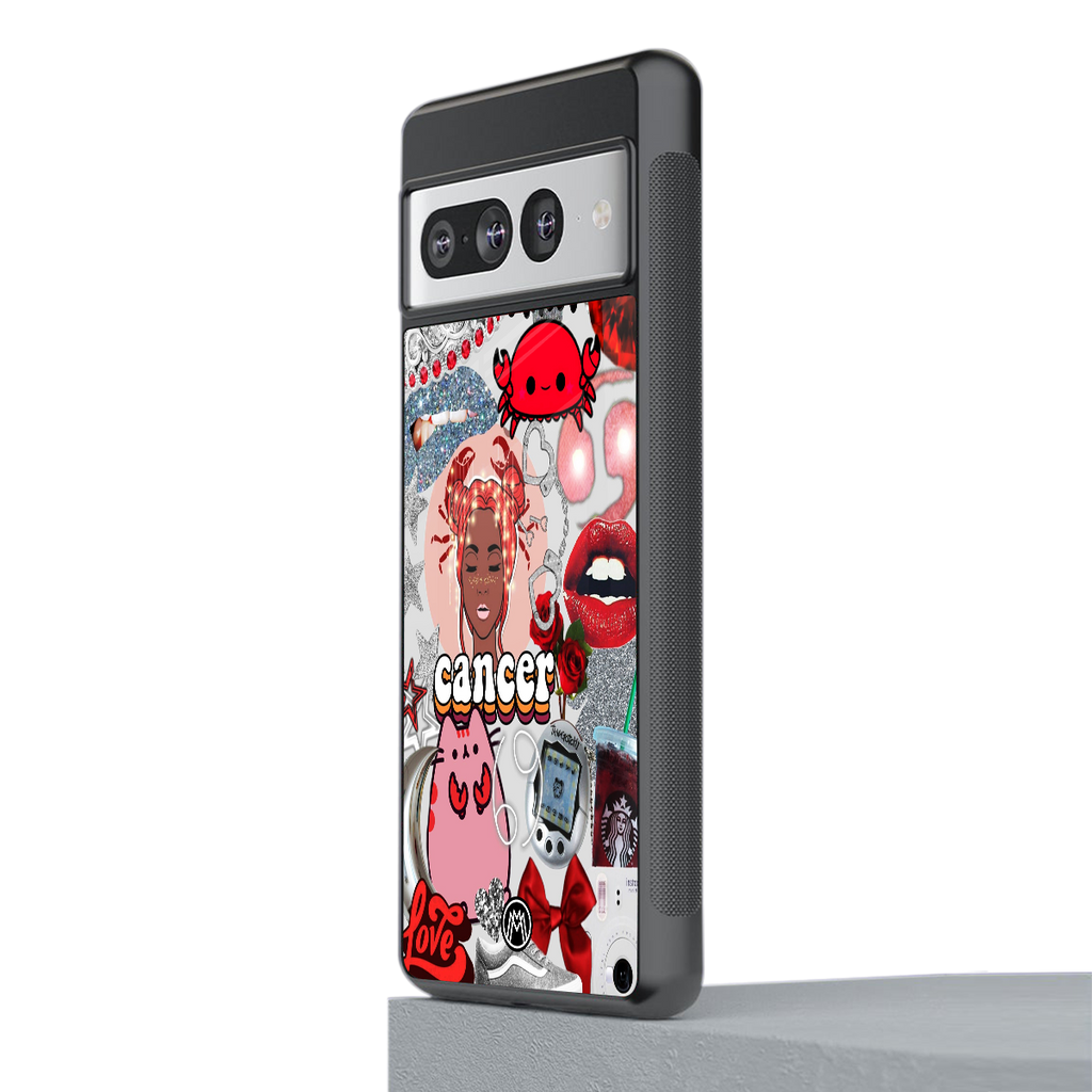 cancer aesthetic collage back phone cover | glass case for google pixel 7 pro