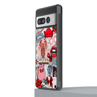 cancer aesthetic collage back phone cover | glass case for google pixel 7 pro