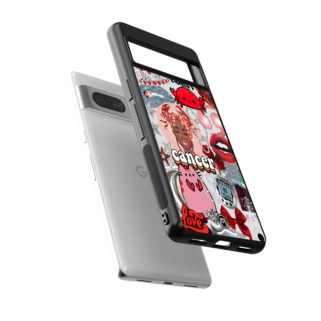 cancer aesthetic collage back phone cover | glass case for Google Pixel 7