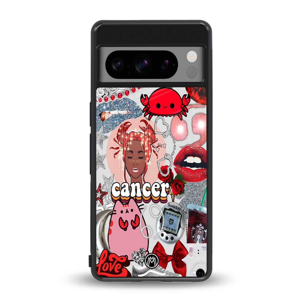cancer aesthetic collage back phone cover | glass case for google pixel 8 pro