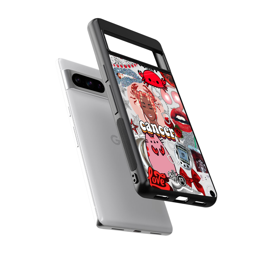 cancer aesthetic collage back phone cover | glass case for google pixel 8 pro