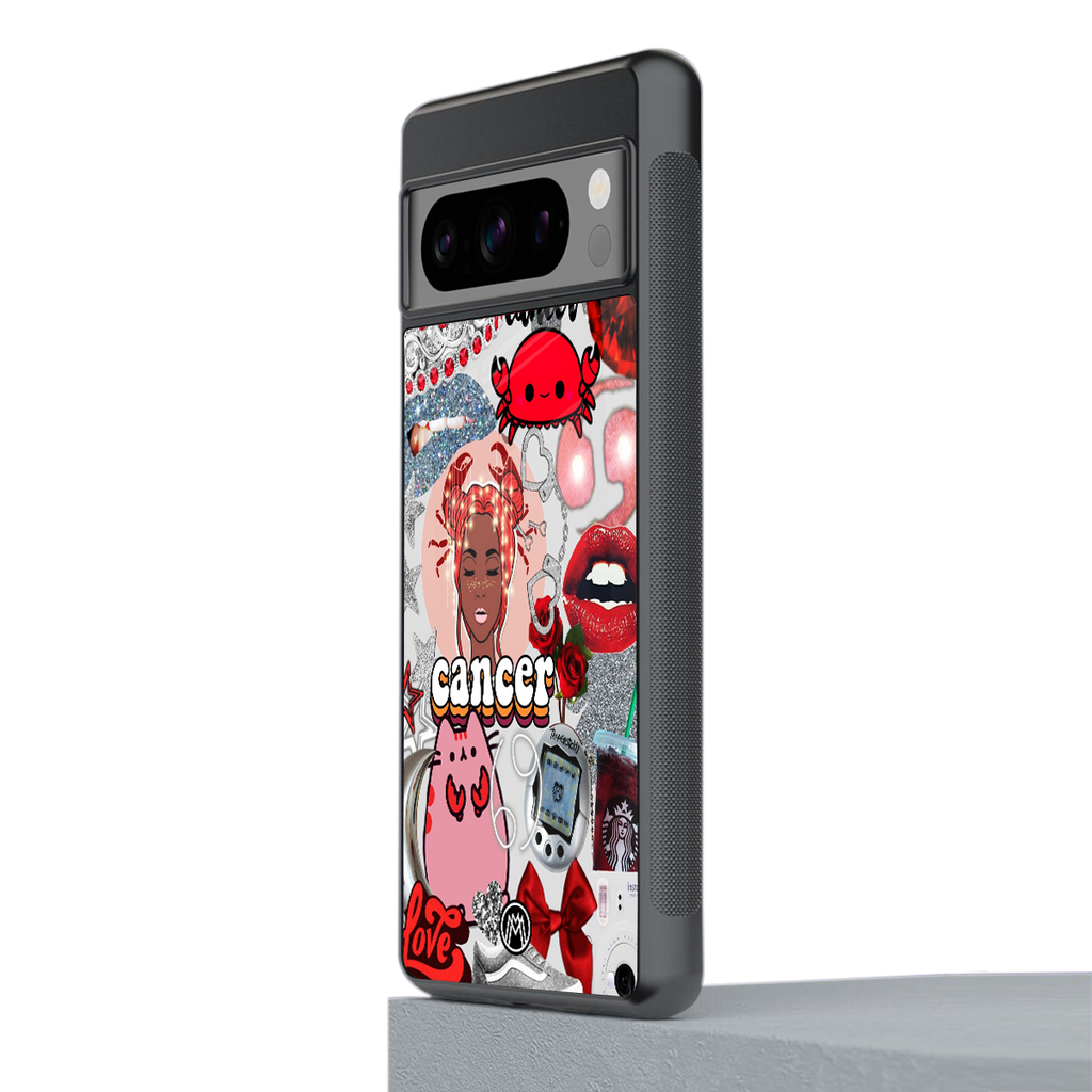 cancer aesthetic collage back phone cover | glass case for google pixel 8 pro