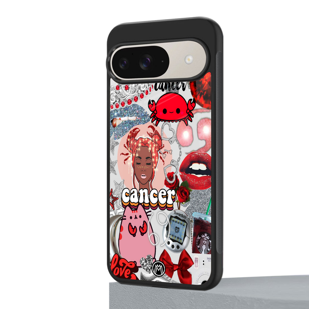 cancer aesthetic collage back phone cover | glass case for google pixel 9